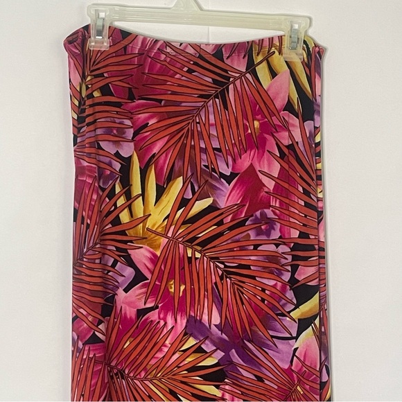 West End tropical slinky stretch midi skirt women’s Size L tropical asymetrical - Picture 8 of 11